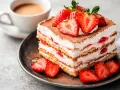 Pyszny deser truskawkowy z kremem i kawą. Idealny, gdy szukasz czegoś, czym zastąpić amaretto w deserach.