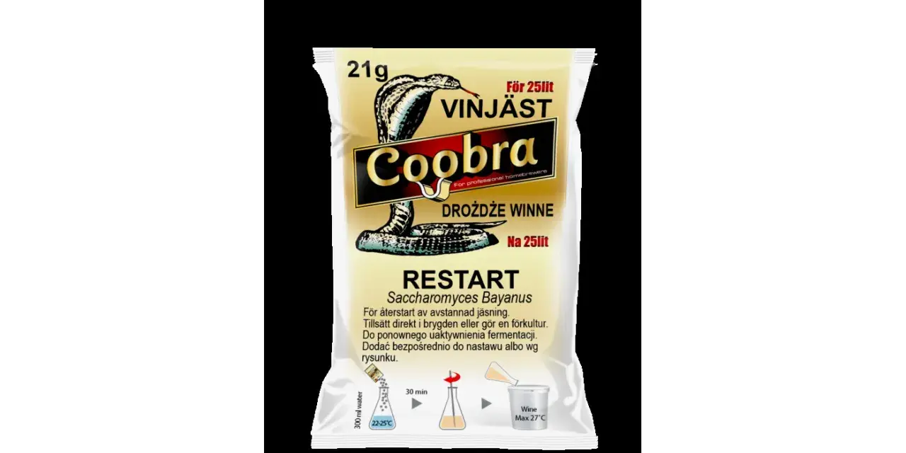 Drożdże winne Coobra Restart. Czy można dodać drożdże do wina po miesiącu? Tak, ten produkt jest do ponownego uaktywnienia fermentacji.