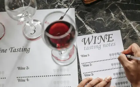 Degustacja wina, gdzie notuje się wrażenia. "Serve chilled wino co to znaczy?" - to pytanie o temperaturę podania.
