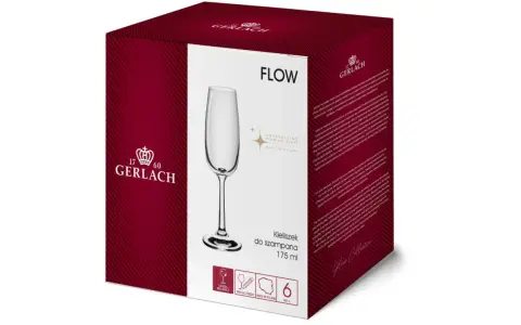 Elegancki kieliszek do szampana Gerlach FLOW, 175 ml, wykonany z kryształowego szkła premium. Idealny na specjalne okazje.