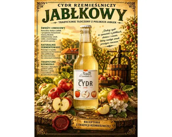 Czy cydr ma datę ważności? Ten naturalnie fermentowany cydr jabłkowy, tłoczony z polskich jabłek, zachwyca smakiem.