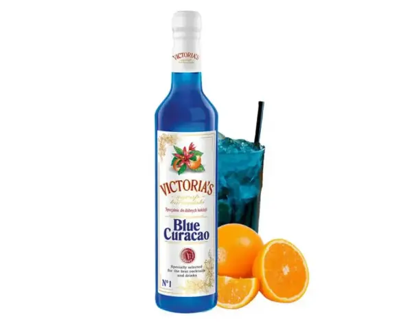 Błękitny syrop Blue Curacao Victoria's, idealny do drinków. Zobacz przepis na orzeźwiający koktajl!